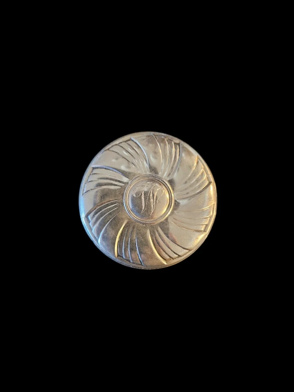Vintage Towle Sterling Silver Vanity Jar Mirror Lid Pattern 846 Monogram W